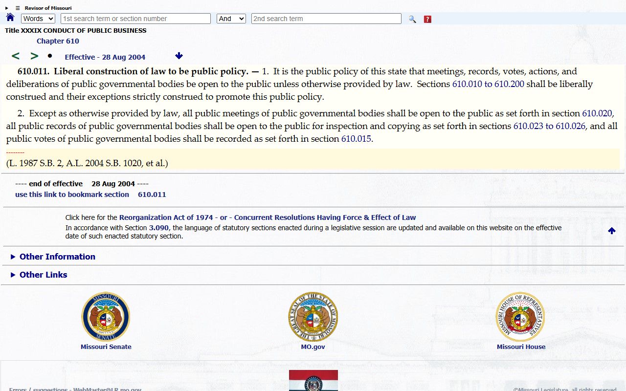 Henry County court records Missouri Sunshine Law policy statute