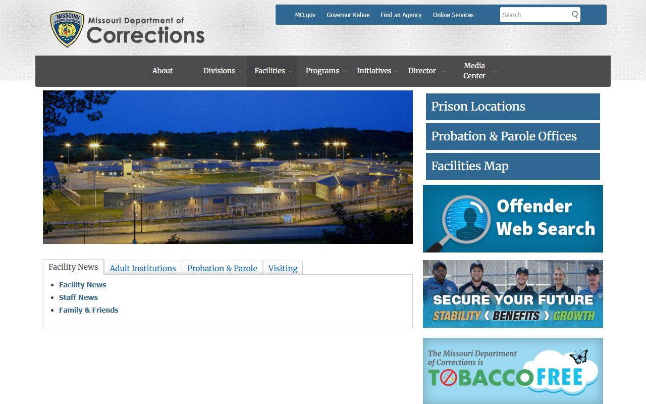Henry County criminal court records Missouri DOC facilities page