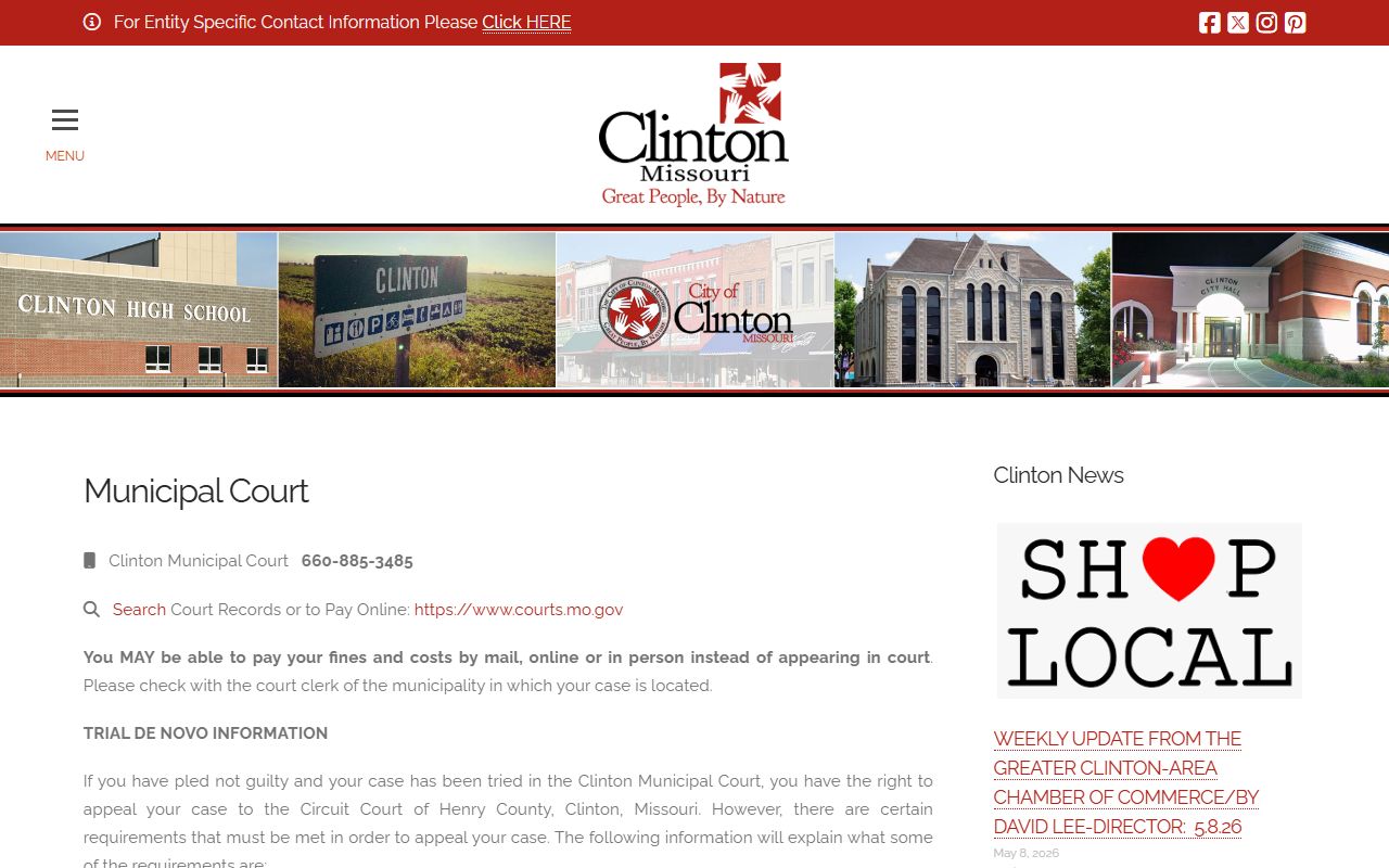 Henry County inmate records Clinton Municipal Court page