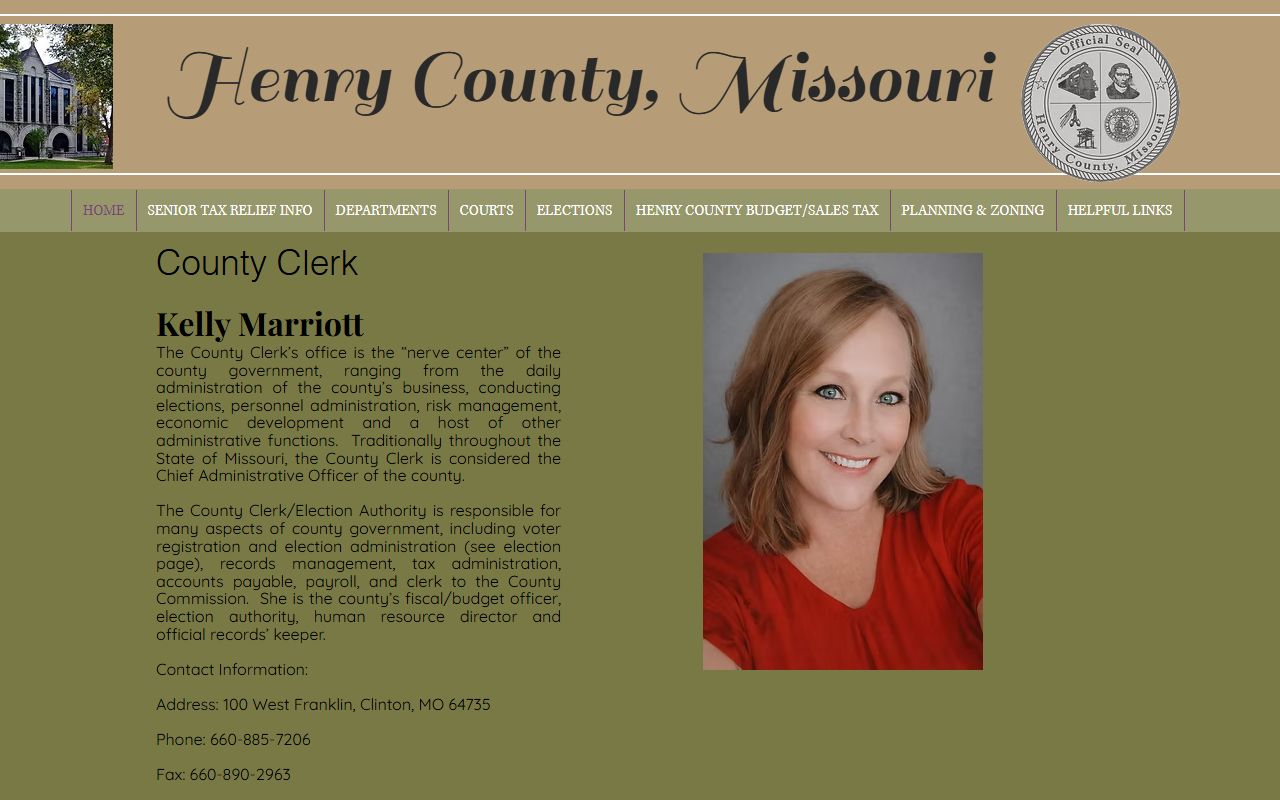 Henry County records County Clerk page