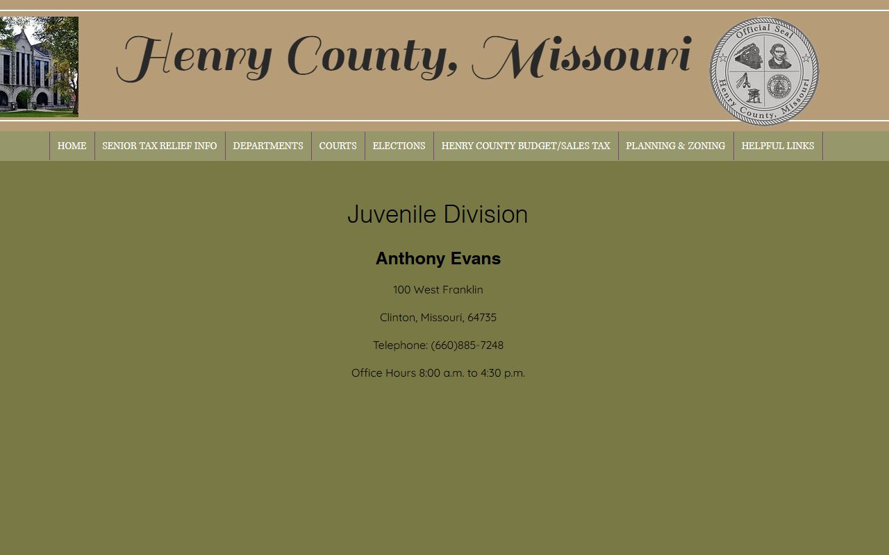 Henry County court records Juvenile Division page