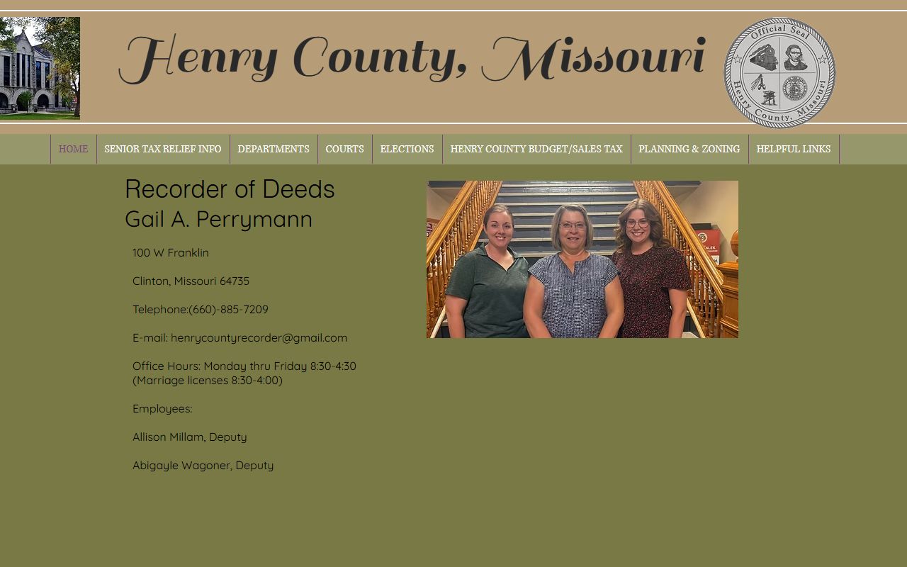 Henry County marriage records Recorder of Deeds page